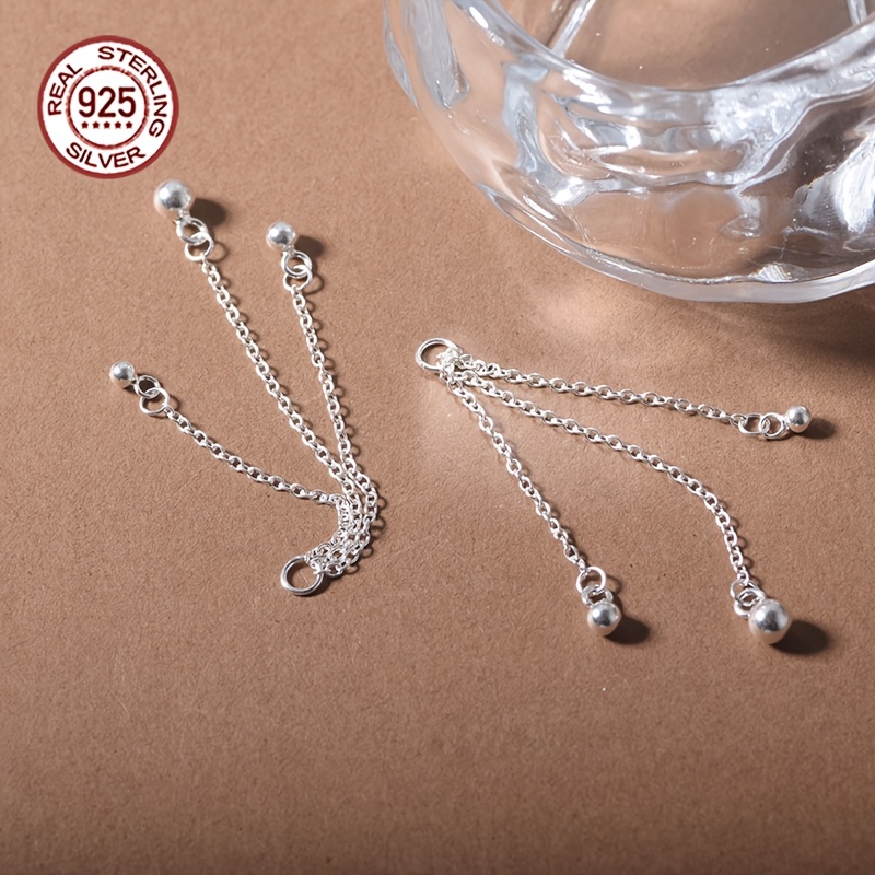 S925 3-Strand Beaded Cross Chain Tassel Pendant Findings
